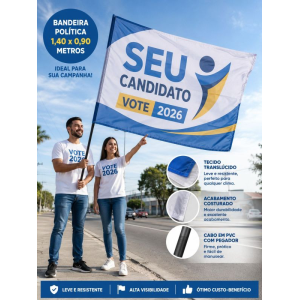 Bandeira Politica 1,40 x 0,90 Metros personalizada conforme sua Arte Bandeira Politica 1,40 x 0,90 Metros personalizada conforme sua Arte