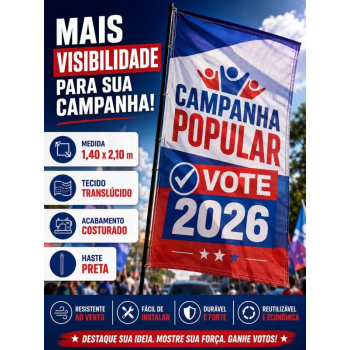 Bandeira Política Personalizada Grande 1,40 x 2,10 mts Bandeira Política Personalizada Grande 1,40 x 2,10 mts